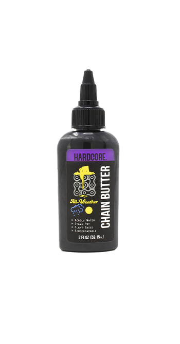 Hardcore Chain Butter, All-Weather, 2 oz chain, butter, all, weather, wet, bike, bicycle, conditions, lube, hardcore, best, lubrication, gravel, dust, dirt, cleaner, oil, quite, squeak