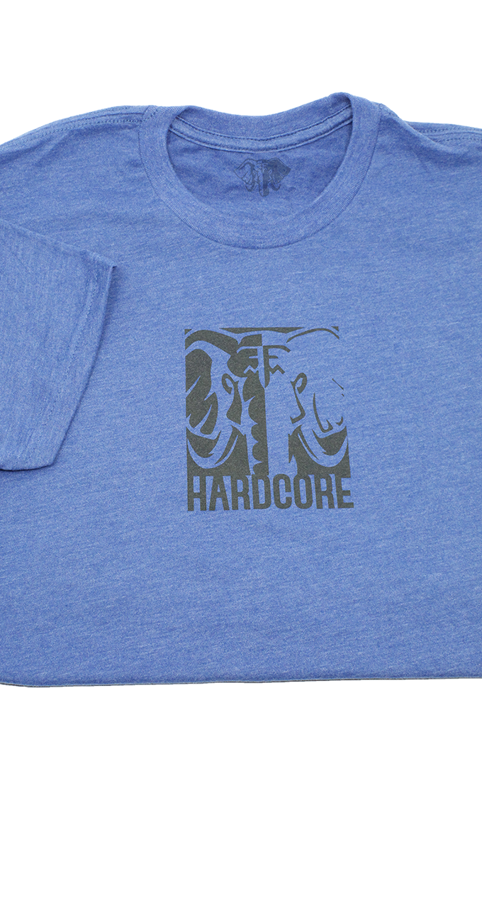 Hardcore T-Shirt, Blue & Gray shirt, elephant, hardcore, tshirt, t-shirt, gray, blue, cotton, polyester