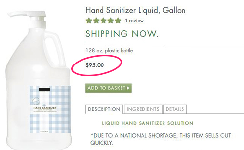 Hand Sanitizer price comparison