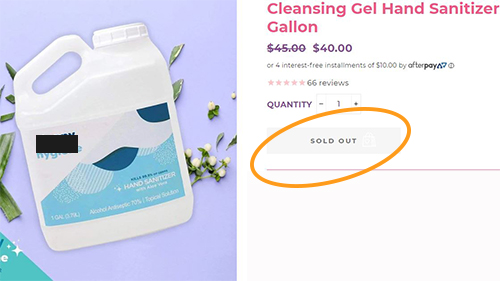 hand sanitizer availability comparison
